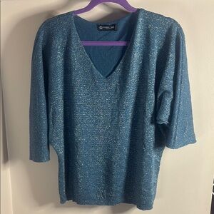 Blue Sparkle V-Neck Sweater